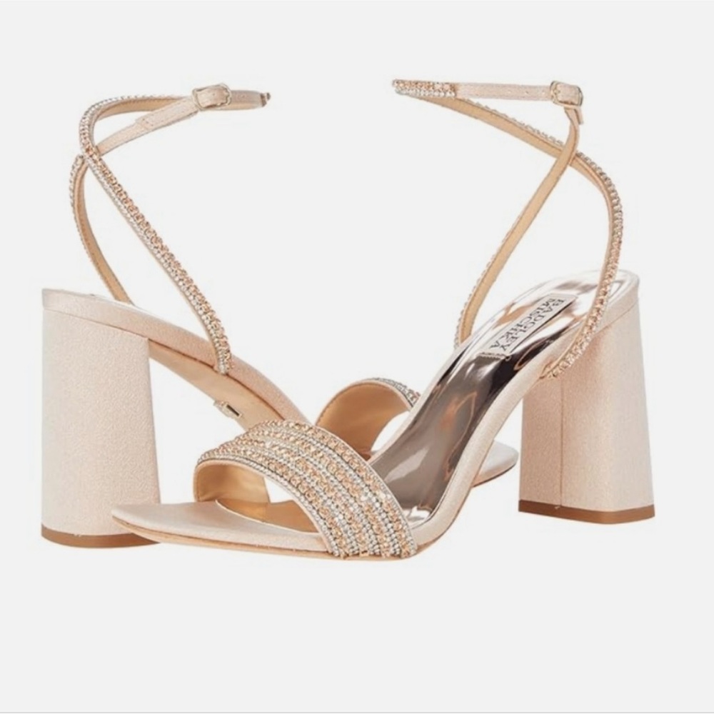 Badgley Mischka Becca rhinestone jeweled sandals wedding guest sep sale
